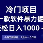 (7982期)冷门项目靠一款软件,暴力掘金日入1000+,小白轻松上手