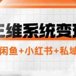 (7898期)三维系统变现项目:普通人首选-年入百万的翻身项目,闲鱼+小红书+私域