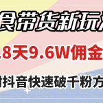 (7881期)零食带货新玩法,18天9.6w佣金,几分钟一个作品(附快速破千粉方法)