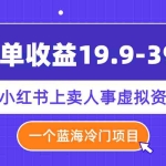(7701期)一单收益19.9-399,一个蓝海冷门项目,在小红书上卖人事虚拟资料