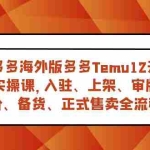 (7686期)跨境多多海外版多多Temu12天快速入门实战课,从入驻 上架到正式售卖全流程