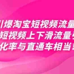 (7516期)引爆淘宝短视频流量,淘宝短视频上下滑流量引爆,每天免费获取大几万高转化
