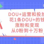 (7475期)DOU+运营和投放,花1条DOU+的钱,涨粉和变现,从0粉到十万粉