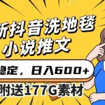 (7416期)最新抖音洗地毯小说推文,流量稳定,一天收入600(附177G素材)