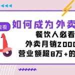 (7393期)如何成为外卖超神,餐饮人必看!外卖月销2000单,营业额超8万+的秘诀