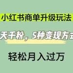 (7312期)小红书商单升级玩法,5天千粉,5种变现渠道,轻松月入1万+