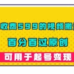 (7288期)外面收费599的视频搬运手法,百分百过原创,可用起号变现