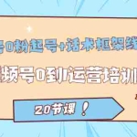 (7269期)视频号·0粉起号+话术框架线上课:视频号0到1运营培训班(20节课)