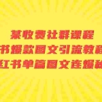 (7189期)某收费社群课程:小红书爆款图文引流教程2.0+小红书单篇图文连爆秘籍