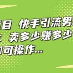 (7114期)暴利项目,快手引流男粉变现,零成本,卖多少赚多少,一部手机即可操作…