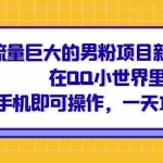 (6845期)流量巨大的男粉项目新玩法,在QQ小世界里引流 一部手机即可操作,一天1000+