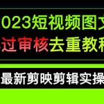 (6763期)2023短视频和图文必过审核去重教程,剪映剪辑去重方法汇总实操,搬运必学