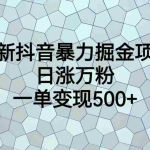 (6660期)最新抖音暴力掘金项目,日涨万粉,一单变现500+