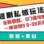 (6465期)短剧私域玩法,全新思路,0门槛可做,一单变现9.9-99不等(教程+素材)