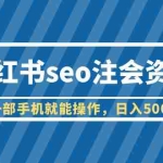 (6366期)小红书seo注会资料,一部手机就能操作,日入500+(教程+资料)