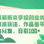 (6324期)最新版本手绘创业类引流玩法,作品多平台分发,日引100+创业粉