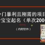 (6190期)【新课】冷门暴利项目:给宝宝起名(一单200+)内附教程+工具