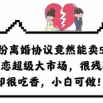(6176期)一份离婚协议竟然能卖5W?婚恋超级大市场,很残酷但却很吃香,小白可做
