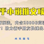 (6148期)最近外面卖980的小说推文变现项目:新玩法更新,更加完善,内含2500G素材