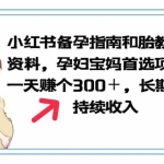 (6114期)小红书备孕指南和胎教音乐资料 孕妇宝妈首选项目 一天赚个300+长期可做