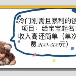 (6019期)冷门刚需且暴利的创业项目:给宝宝起名!收入高还简单(单次200-500)