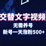 (5873期)交替文字视频,无需养号,新号一天涨粉500+
