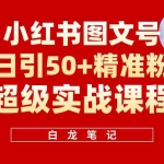 (5710期)小红书图文号日引50+精准流量,超级实战的小红书引流课,非常适合新手