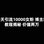 (5647期)一天引流10000女粉,博主粉教程揭秘(价值两万)