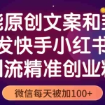 (5522期)智能原创封面和创业文案,快手小红书引流精准创业粉,微信每天被加100+
