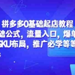 (5421期)拼多多0基础起店教程:基础公式,流量入口,爆单,SKU布局,推广必学等等