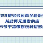 (5414期)2023拼多多运营全新系列课,从此再无难做的店,15节干货带你玩转拼多多