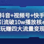 (5403期)抖音+视频号+快手 快速引流破10w播放核心玩法:带你玩赚四大流量变现方法!