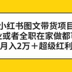 (5391期)小红书图文带货项目,副业或者全职在家做都可以,月入2万+超级红利