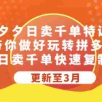 (5282期)拼夕夕日卖千单特训营,带你做好玩转拼多多,日卖千单快速复制 (更新至3月)