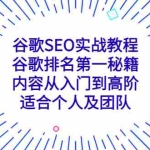 (5261期)谷歌SEO实战教程:谷歌排名第一秘籍,内容从入门到高阶,适合个人及团队