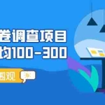 (5228期)国内问卷调查项目,单号日均100-300,操作简单,时间灵活!
