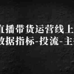 (5122期)2023直播带货运营线上训练营,起号-数据指标-投流-主播训练