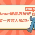 (5110期)抖音Steam撸音浪玩法 挂机一天收入1000+不露脸 不说话 不封号 社恐人群福音