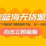 (5062期)淘宝蓝海无货源项目,不囤货不推广只做冷门高利润代发,花一半时间赚10倍钱