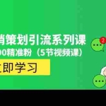 (4949期)价值百万的微信营销策划引流系列课,每天引流100精准粉(5节视频课)