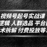 (4927期)视频号起号实战课:底层逻辑 人群选品 平台区别 话术拆解 付费投放等!