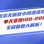 (4861期)拼多多无版权小网课虚拟玩法,单天变现100-200,全程复盘大解析!