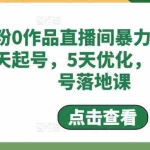 (4917期)0粉0作品直播间暴力起号,3天起号,5天优化,直播起号落地课