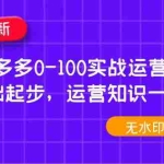 (4835期)2023拼多多0-100实战运营教程,0基础起步,运营知识一手掌握(无水印)