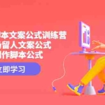 （4772期）短视频带货脚本文案公式训练营：18个开场留人文案公式，18个创作脚本公式