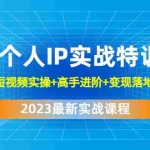 (4735期)2023个人IP实战特训:基础准备+短视频实操+高手进阶+变现落地+数据+电商