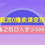 (4727期)抖音截流0撸卖课变现项目:这个玩法熟练之后日入至少500以上