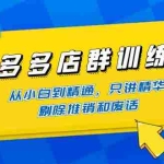 (4318期)拼多多店群训练营:从小白到精通,只讲精华,剔除推销和废话