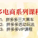 (4087期)拼多多电商系列课程3套:拼多多三大黑车+拼多多活动玩法+拼多多VIP课程