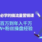 （3994期）创业者必学的搞流量营销课：负责百万到年入千万，500W+粉丝操盘经验
